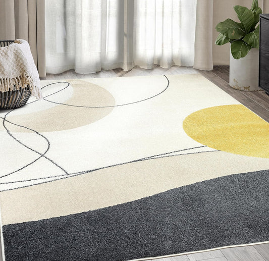 Abani Deco Collection - Alfombra de área, diseño artístico moderno cremagris, 4...