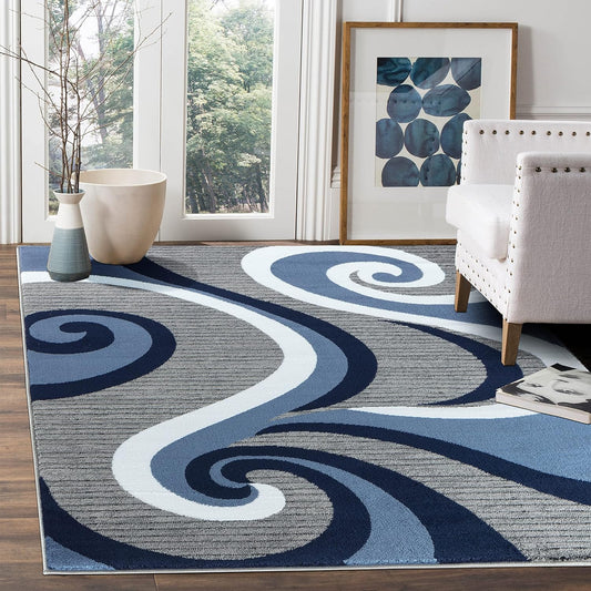 GLORY RUGS Alfombra moderna con diseño de remolinos para dormitorio, sala de...