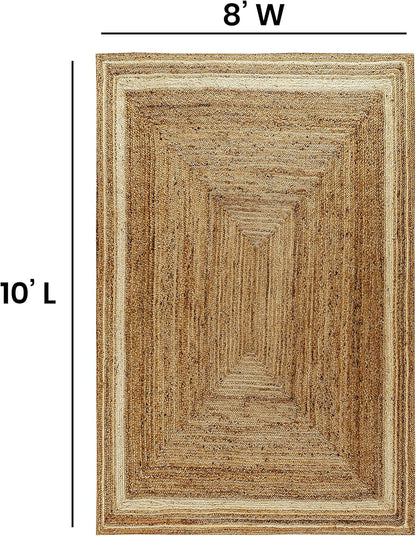 Prima Alfombra de fibra natural de yute de 8 x 10 pies, alfombra trenzada de