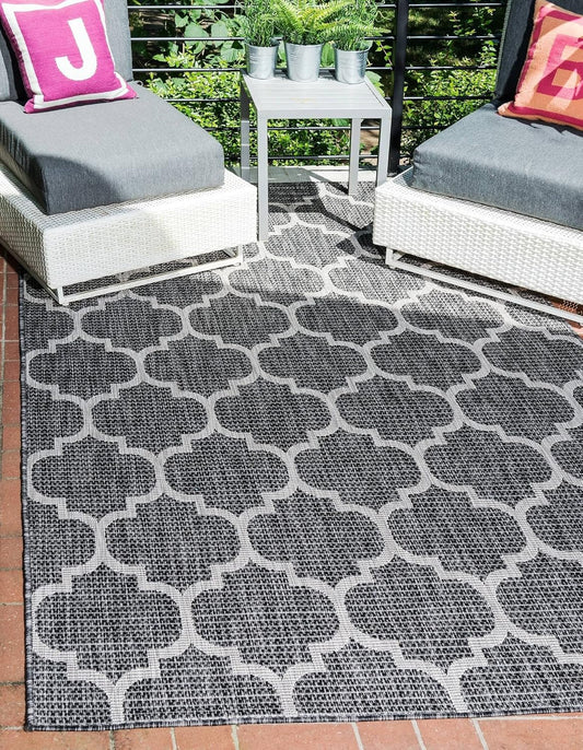 Trellis Collection Alfombra de uso exterior con diseño marroquí, de transición,