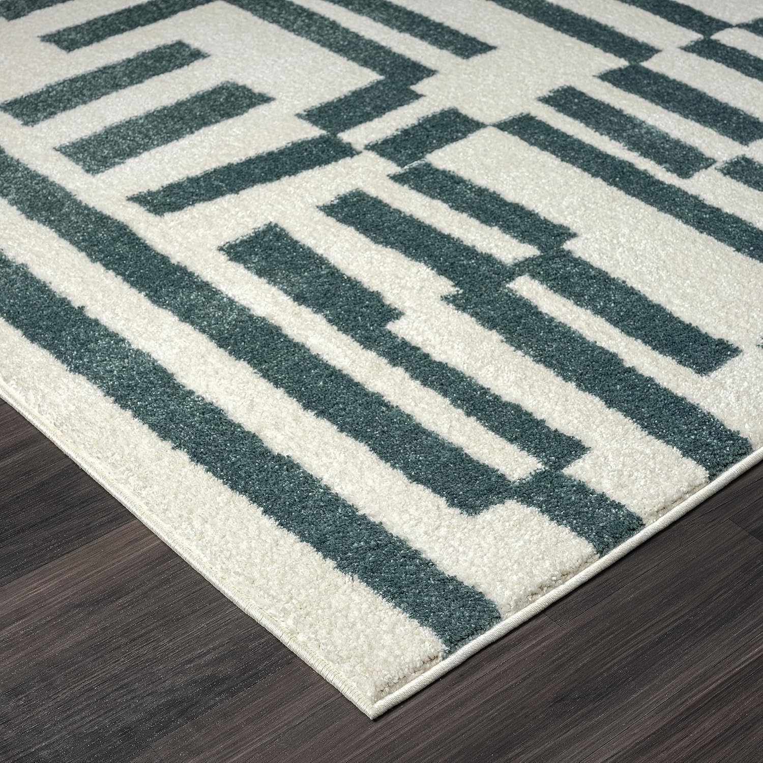 Abani Deco Collection - Alfombra de área, diseño de líneas modernas cremaverde,...