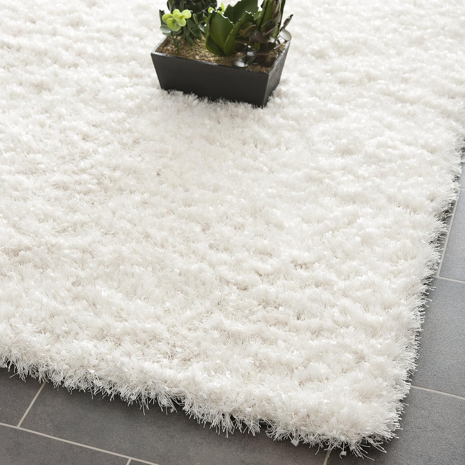 SAFAVIEH Malibu Shag Collection - Alfombra de área de 5 x 8 pies, color blanco,...