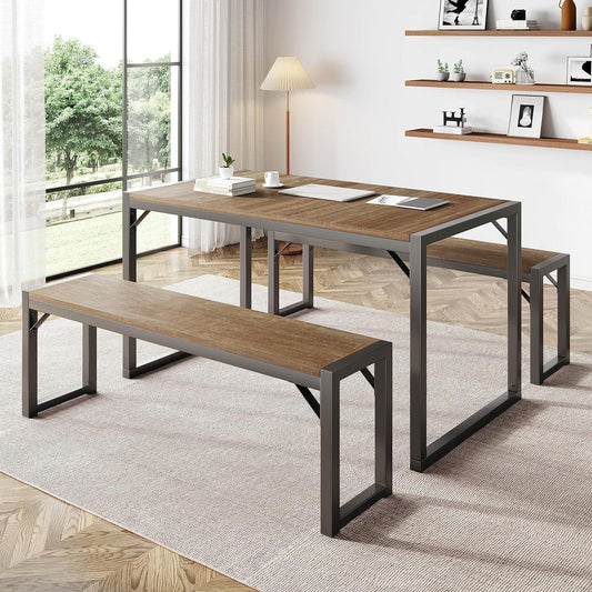 Juego de mesa de comedor de 3 piezas de 47.2 pulgadas para 4-6, mesa de cocina