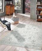GLN Rugs Alfombra lavable a máquina, estética vintage bohemia envejecida, parte...