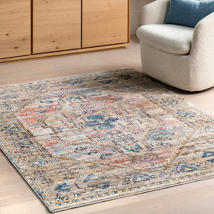 Marley Medallion Alfombra de área de 4 x 6 pies para sala de estar, dormitorio,