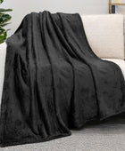 PAVILIA Manta negra para sofá cama, manta de forro polar suave para sofá y...