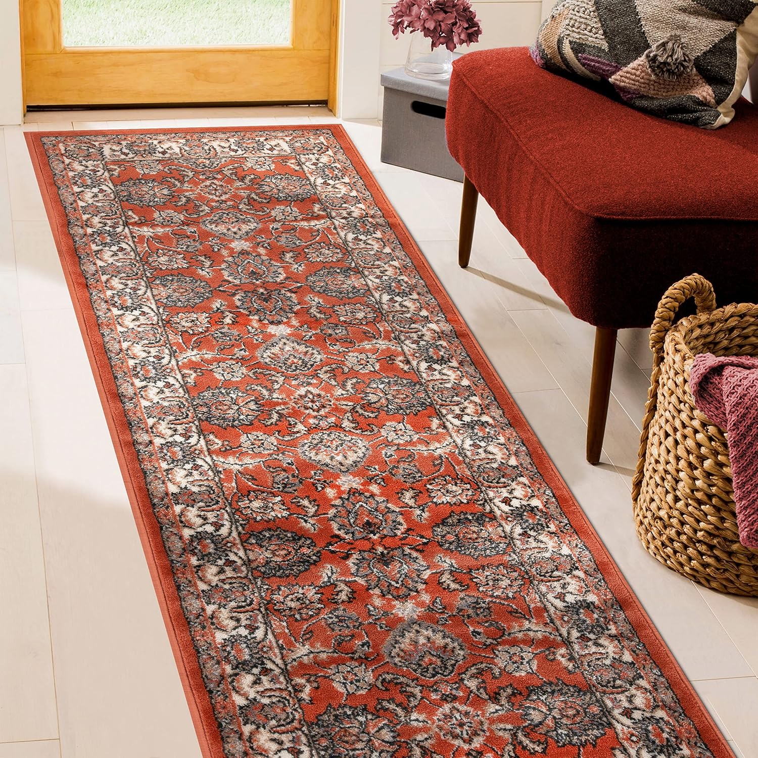 SUPERIOR Alfombra de pasillo para interiores con respaldo de yute, decoración...