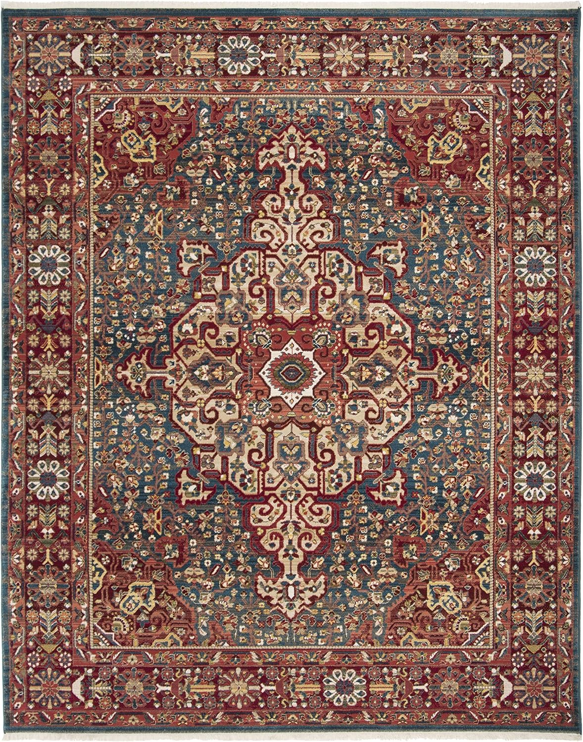 SAFAVIEH Kashan Collection - Alfombra de área de 9 x 12 pies 6 pulgadas, azul y...