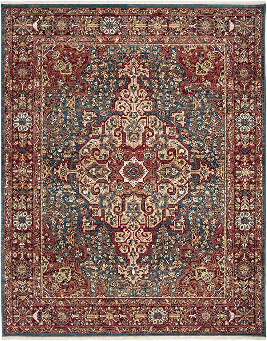 SAFAVIEH Kashan Collection - Alfombra de área de 9 x 12 pies 6 pulgadas, azul y...