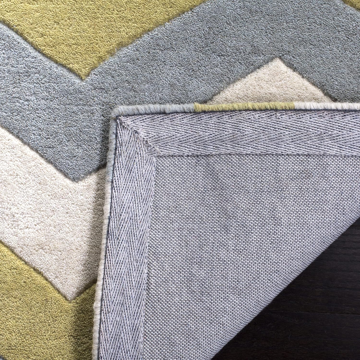 Chatham Collection Alfombra de área de 5 x 8 pies, gris y dorado, lana Chevron