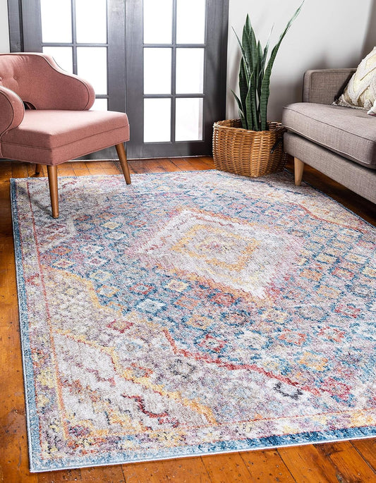 Unique Loom Brighton Collection - Alfombra vibrante con estampado tradicional,...