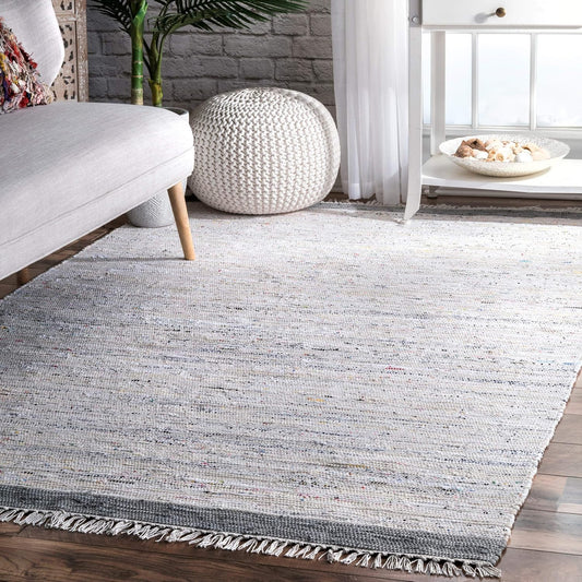 Chindi Causal Soild Alfombra rectangular de 4 x 6 pies, multicolor
