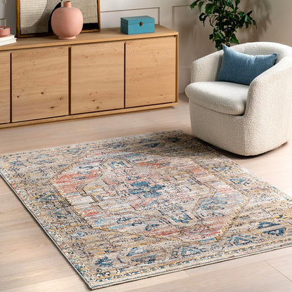 Marley Medallion Alfombra de área de 4 x 6 pies para sala de estar, dormitorio,