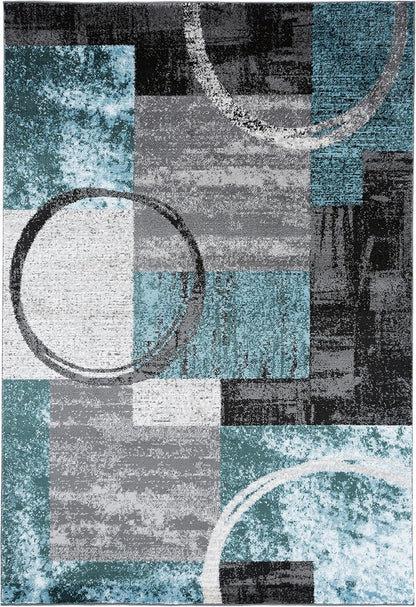 Alfombra de interior suave con diseño abstracto contemporáneo.