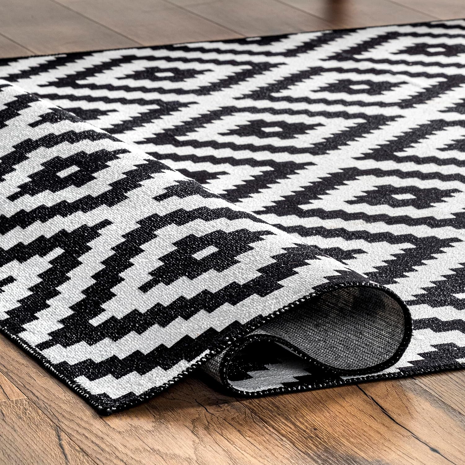 Kellee Alfombra ultra fina lavable a máquina, diseño de diamantes modernos, 2