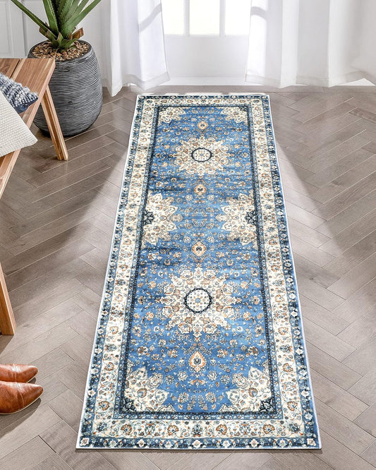 Lahome Tapete oriental con medallón floral, turco, de lana sintética,...