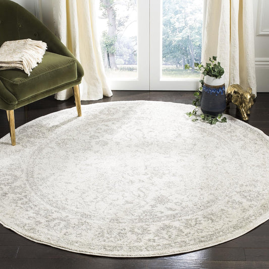 SAFAVIEH Adirondack Collection - Alfombra redonda, 4 pies, marfil y plata,...
