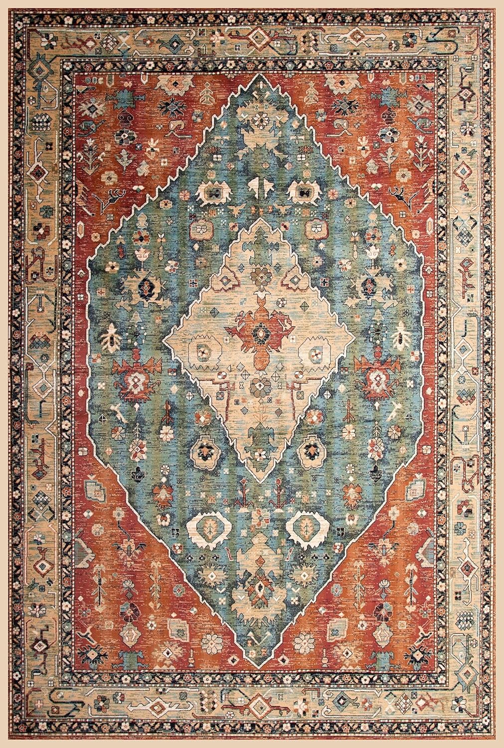 Yancorp Alfombra bohemia de 2 x 3 pies para dormitorio, antideslizante,...