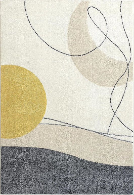 Abani Deco Collection - Alfombra de área, diseño artístico moderno cremagris, 4...