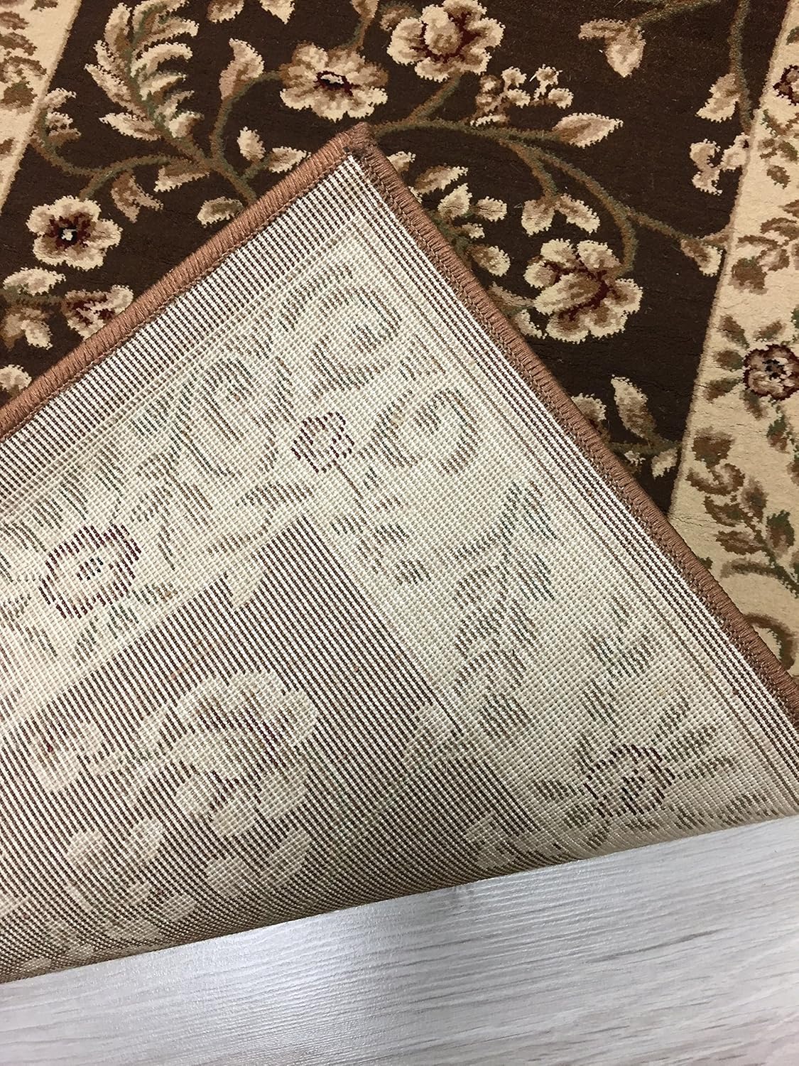 Alfombra de área de transición marrón floral de 3'3" X 5'3"