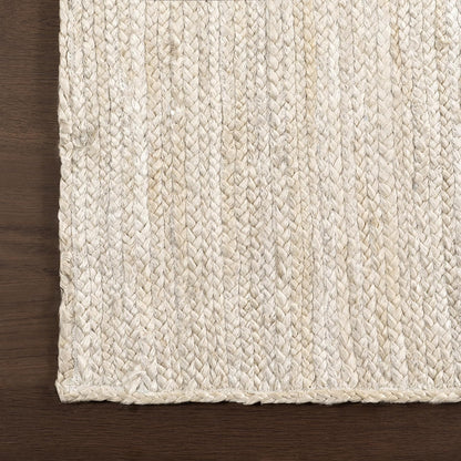 nuLOOM Alfombra redonda de yute Rigo de 3 unidades, tejida a mano, color blanco