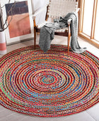 Alfombra redonda de yute tejida a mano de 3 pies - Alfombras bohemias coloridas...