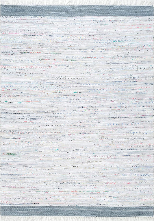 Chindi Causal Soild Alfombra rectangular de 4 x 6 pies, multicolor