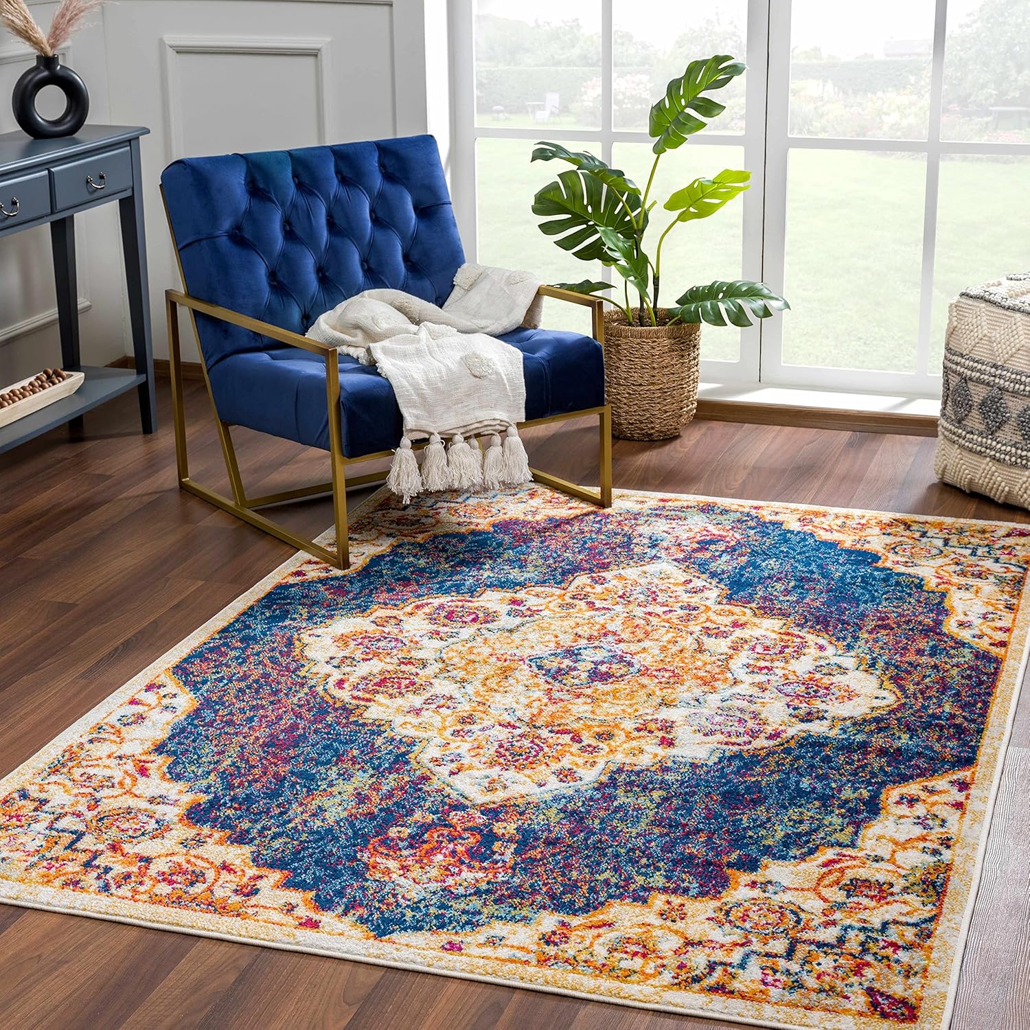Hauteloom Colección Istanbul - Alfombra de medallón para sala de estar y...