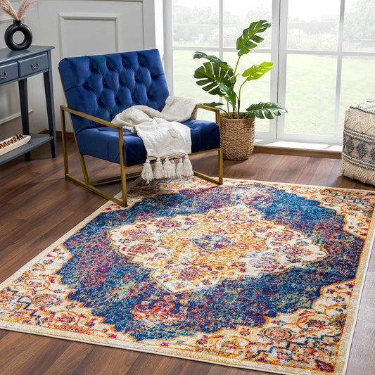 Hauteloom Colección Istanbul - Alfombra de medallón para sala de estar y...