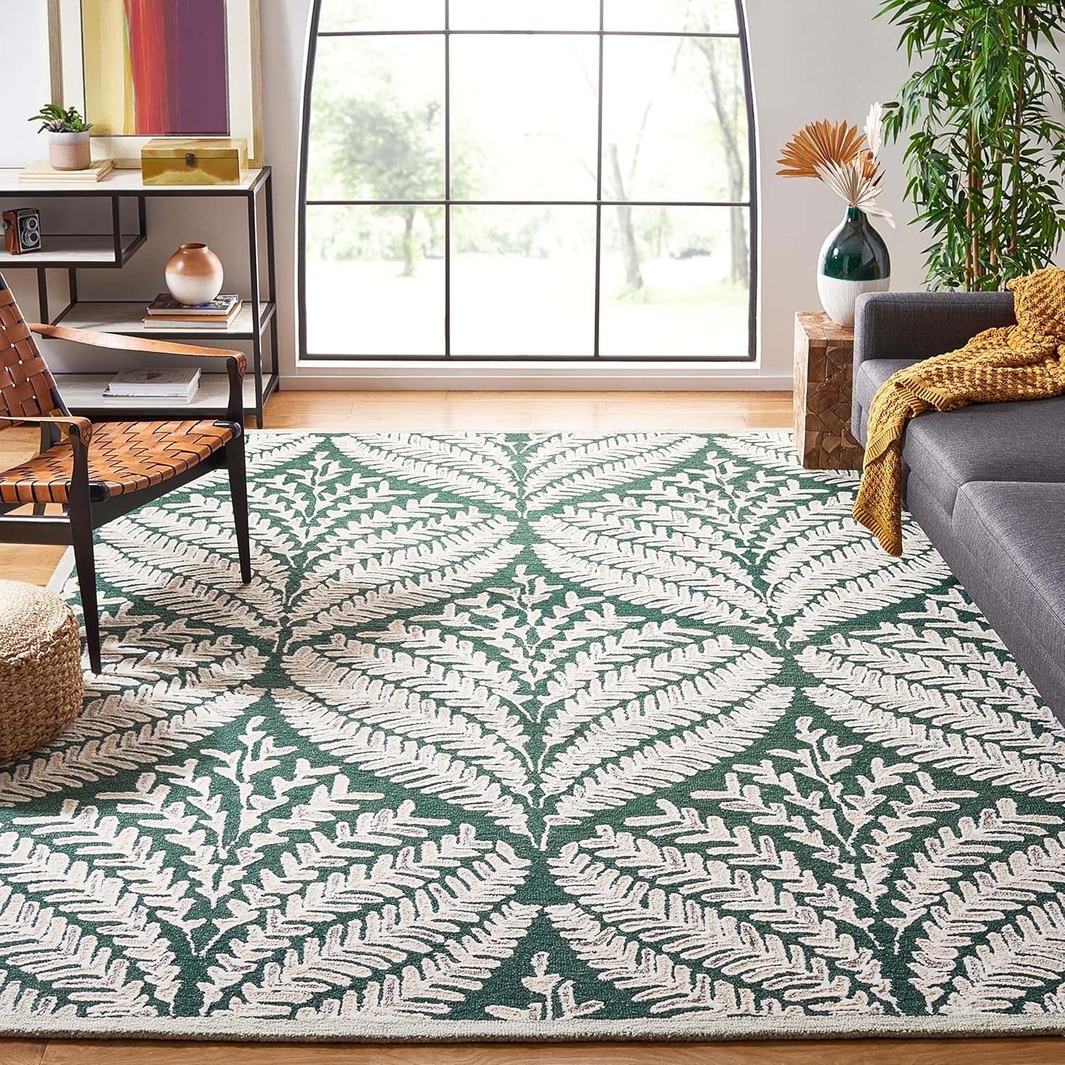 Safavieh Capri Collection - Alfombra de área de 9 x 12 pies, verde oscuro y...