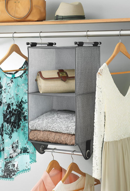 Whitmor Organizador de armario de 2 secciones - Crosshatch Gris