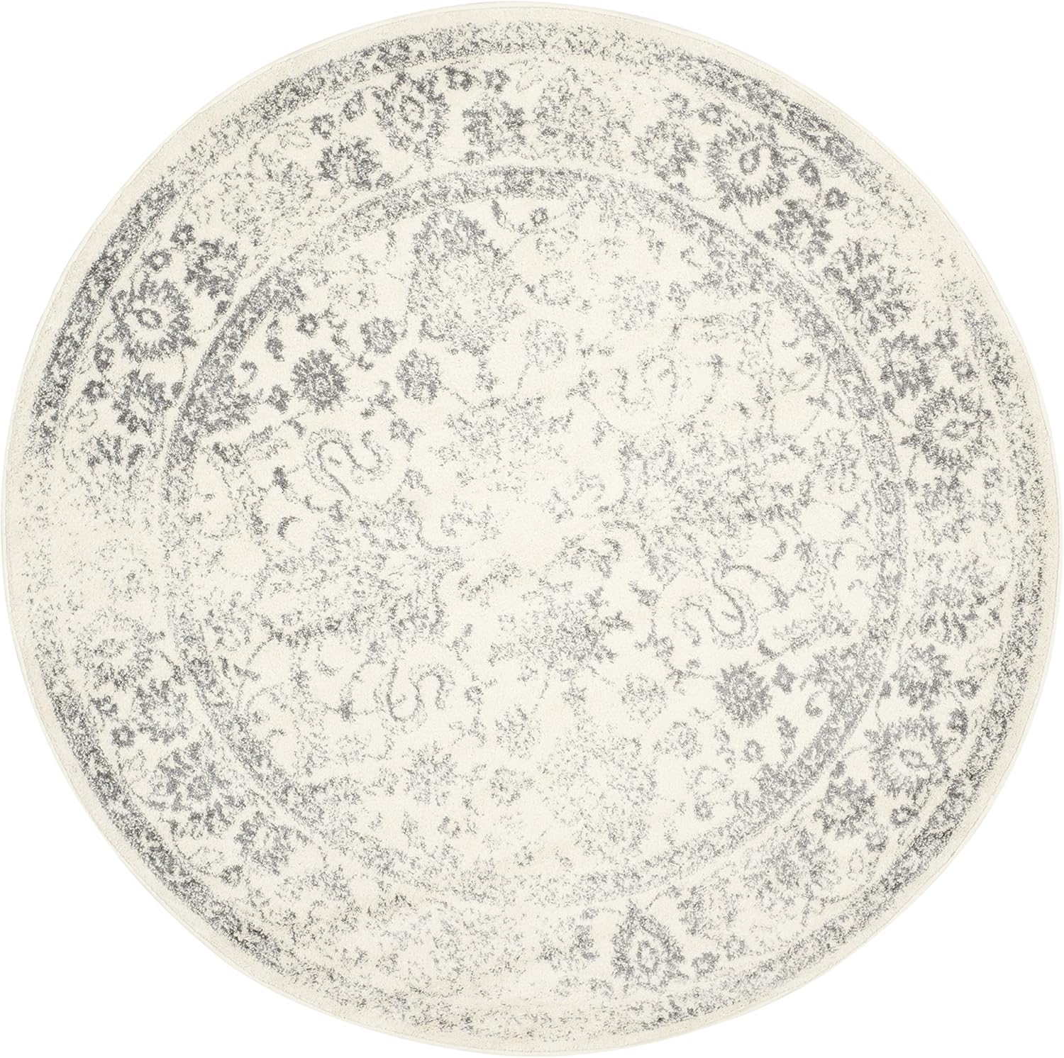 SAFAVIEH Adirondack Collection - Alfombra redonda, 4 pies, marfil y plata,...