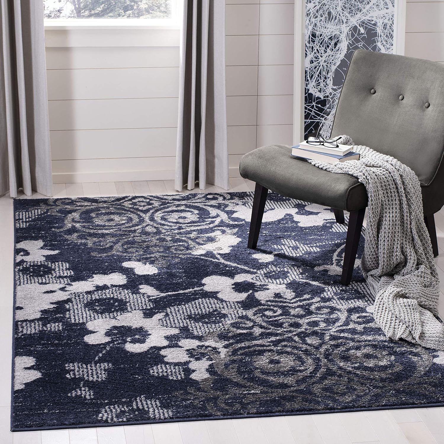 SAFAVIEH - Alfombra Adirondack con diseño floral de damasco desgastado, no...