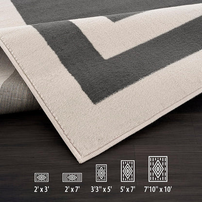 Alfombra gris oscuro de 2 x 3 pies, diseño de bordes para entrada, alfombras de