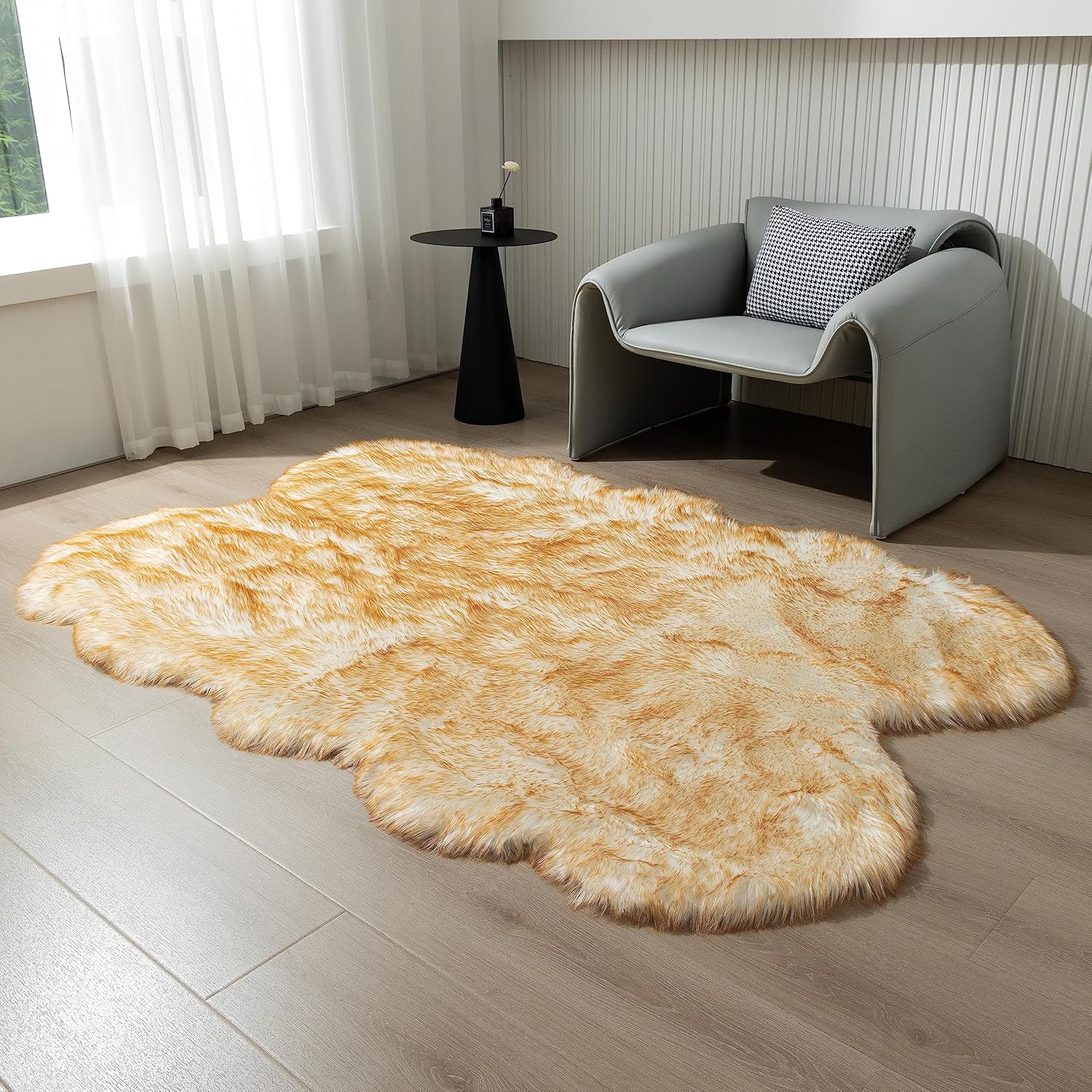 Alfombra de piel sintética de oveja súper suave y esponjosa, alfombra de área...