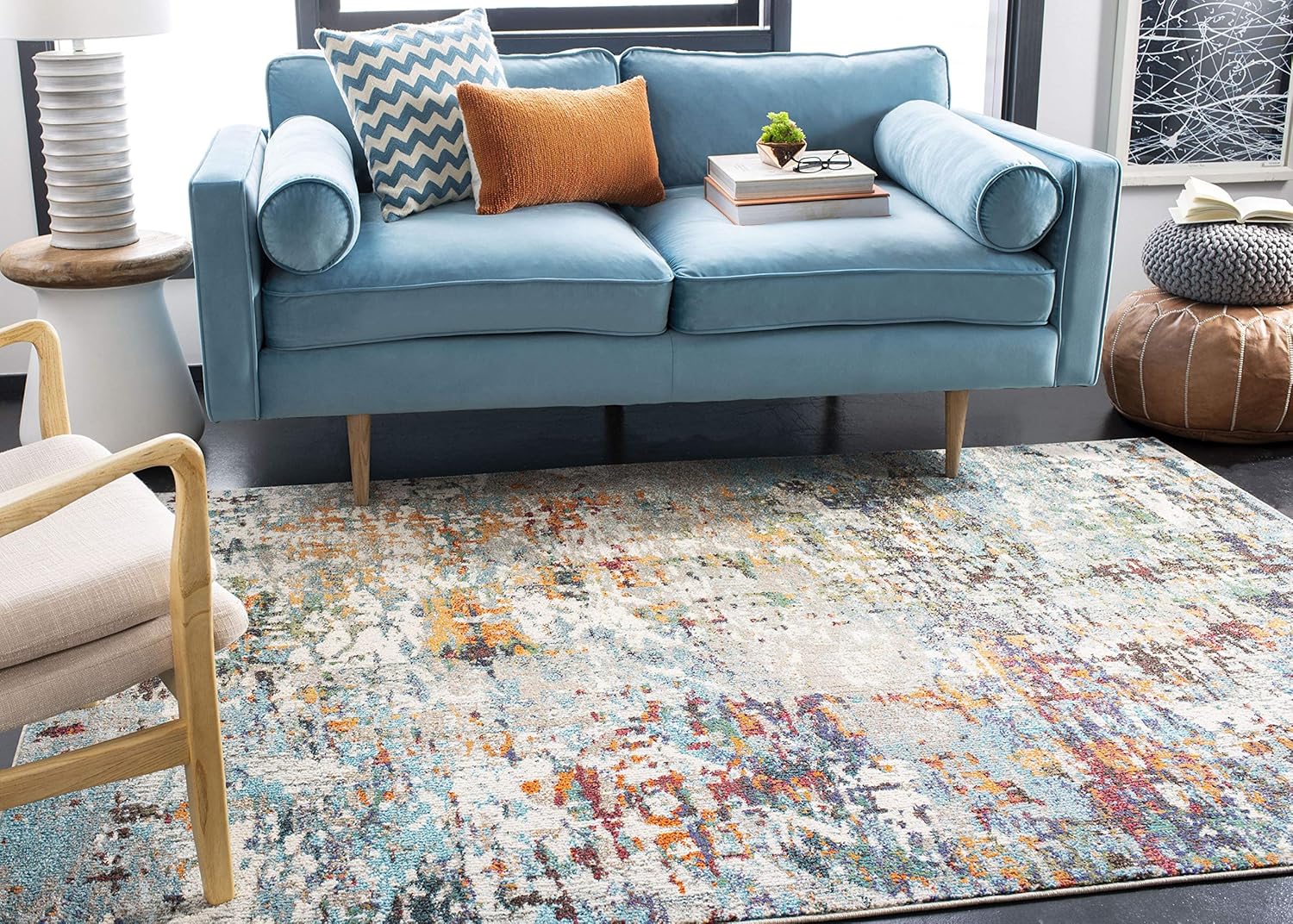 SAFAVIEH Madison Collection - Alfombra de área de 9 x 12 pies, gris y azul,...