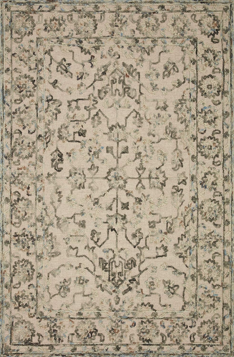 Halle Collection HAE-05 Alfombra decorativa gris cielo de 3 pies 6 pulgadas x 5