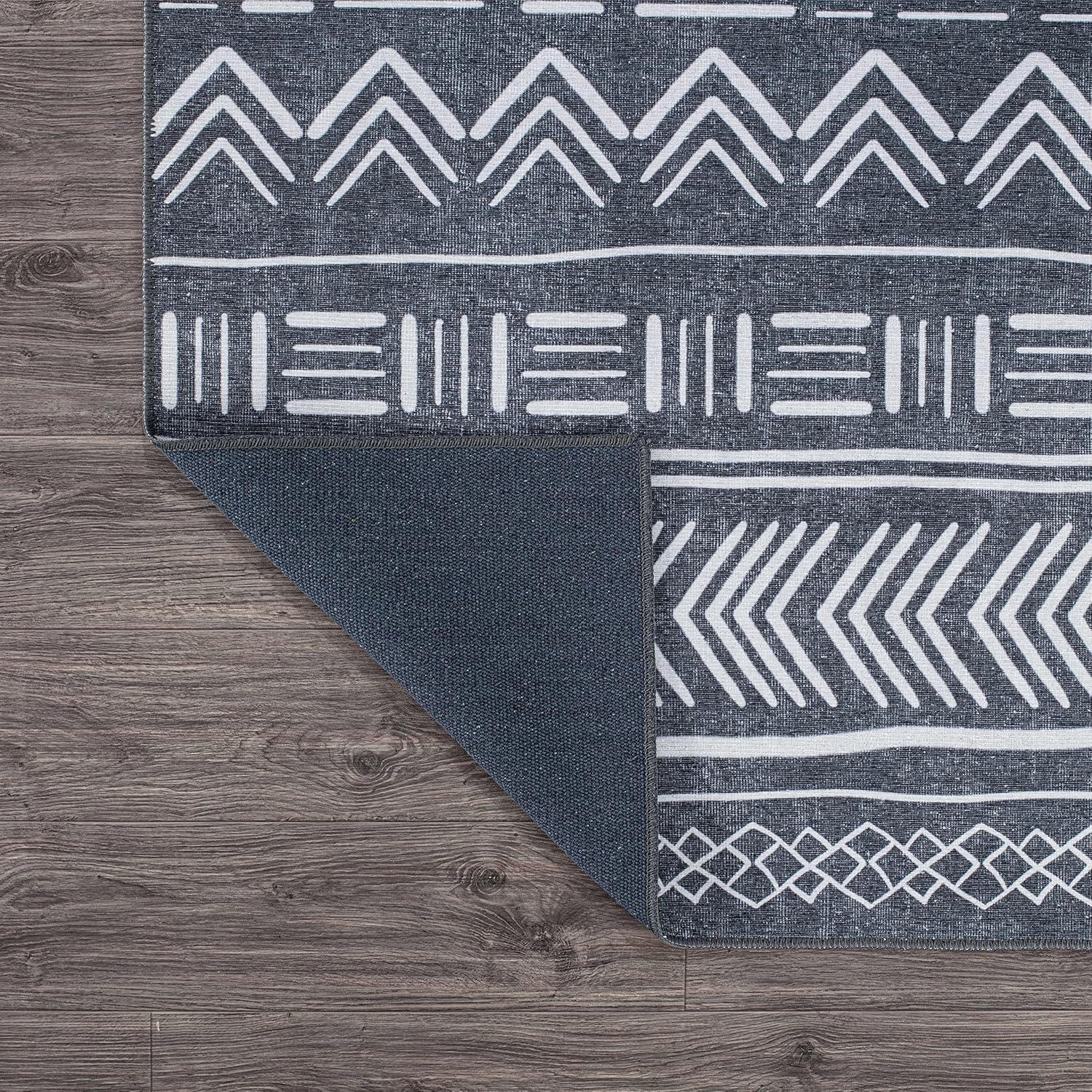 Rugshop Alfombra geométrica contemporánea bohemia resistente a las manchas,...