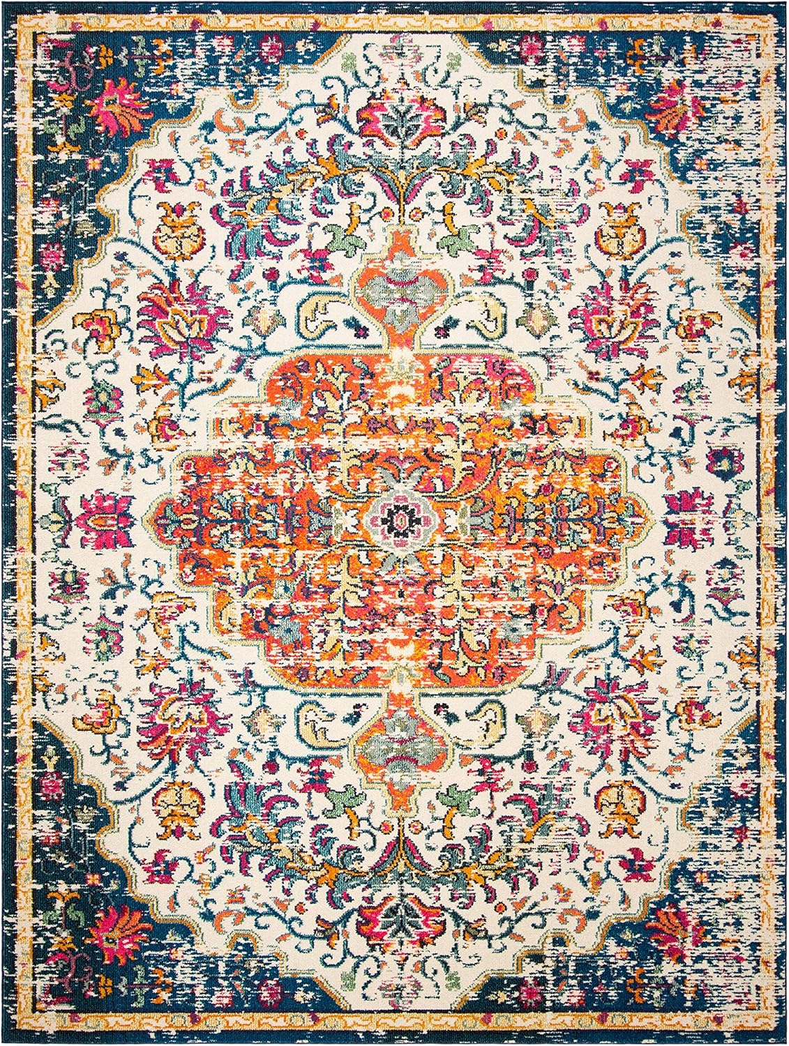 SAFAVIEH Colección Madison MAD447A Tapete bohemio con medallón antiguo y