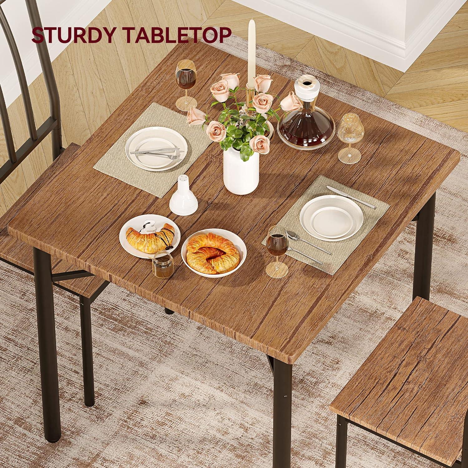 Juego de mesa de comedor, mesa de cocina y sillas para 2 personas con estante