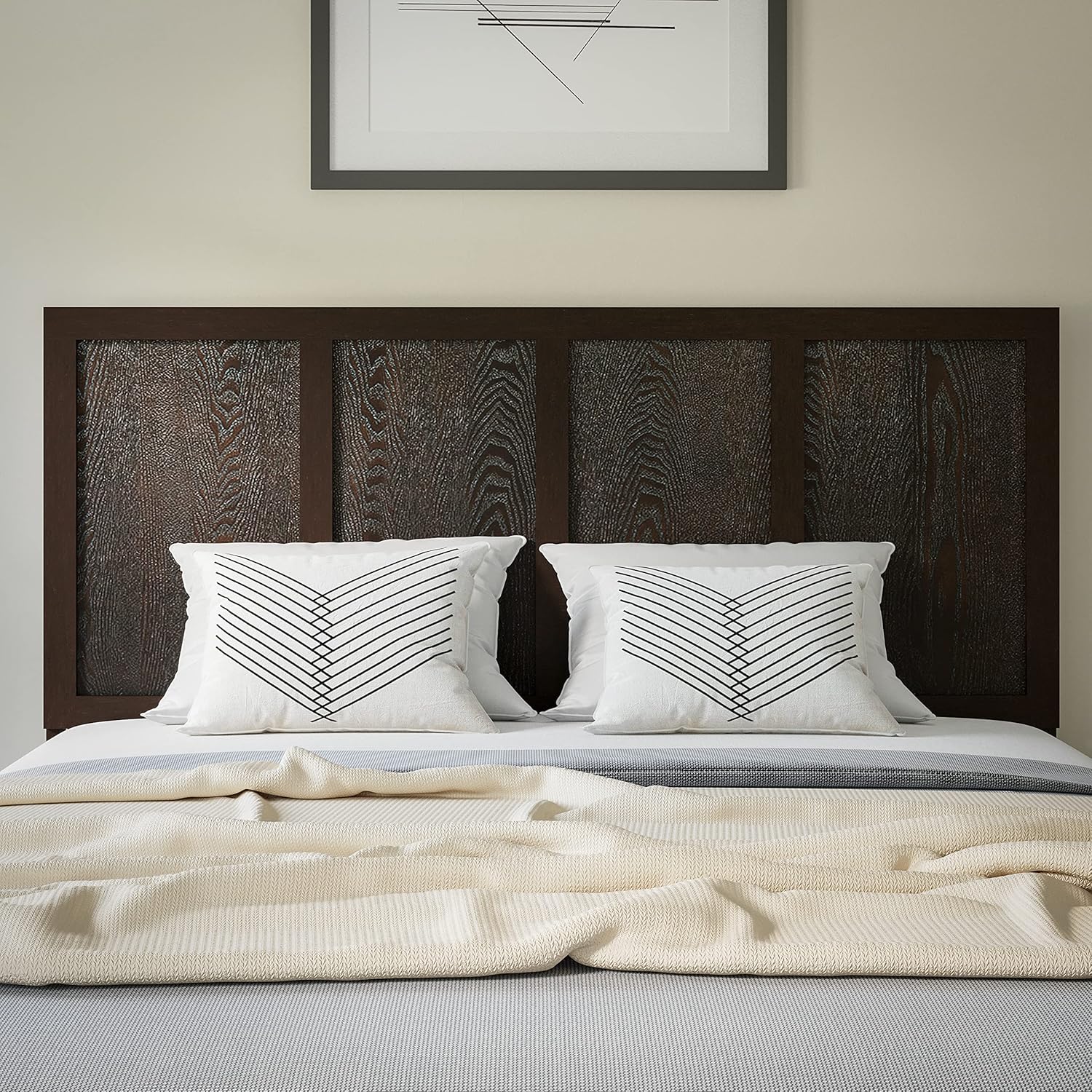 Flash Furniture Oliver Cabecero ajustable de madera con paneles para marcos de...
