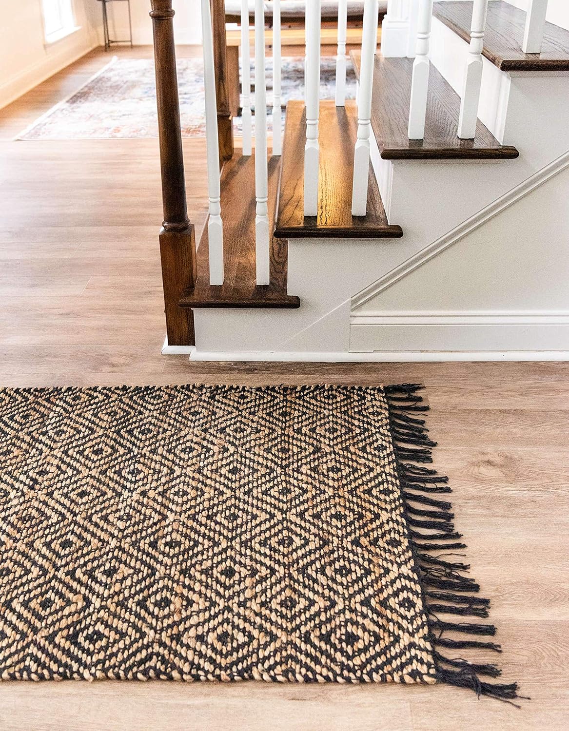 Unique Loom Alfombra trenzada colección de yute - Assam (2' 7" x 6' 1" camino,...