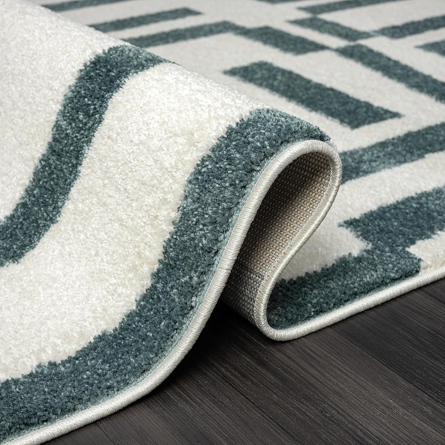 Abani Deco Collection - Alfombra de área, diseño de líneas modernas cremaverde,...