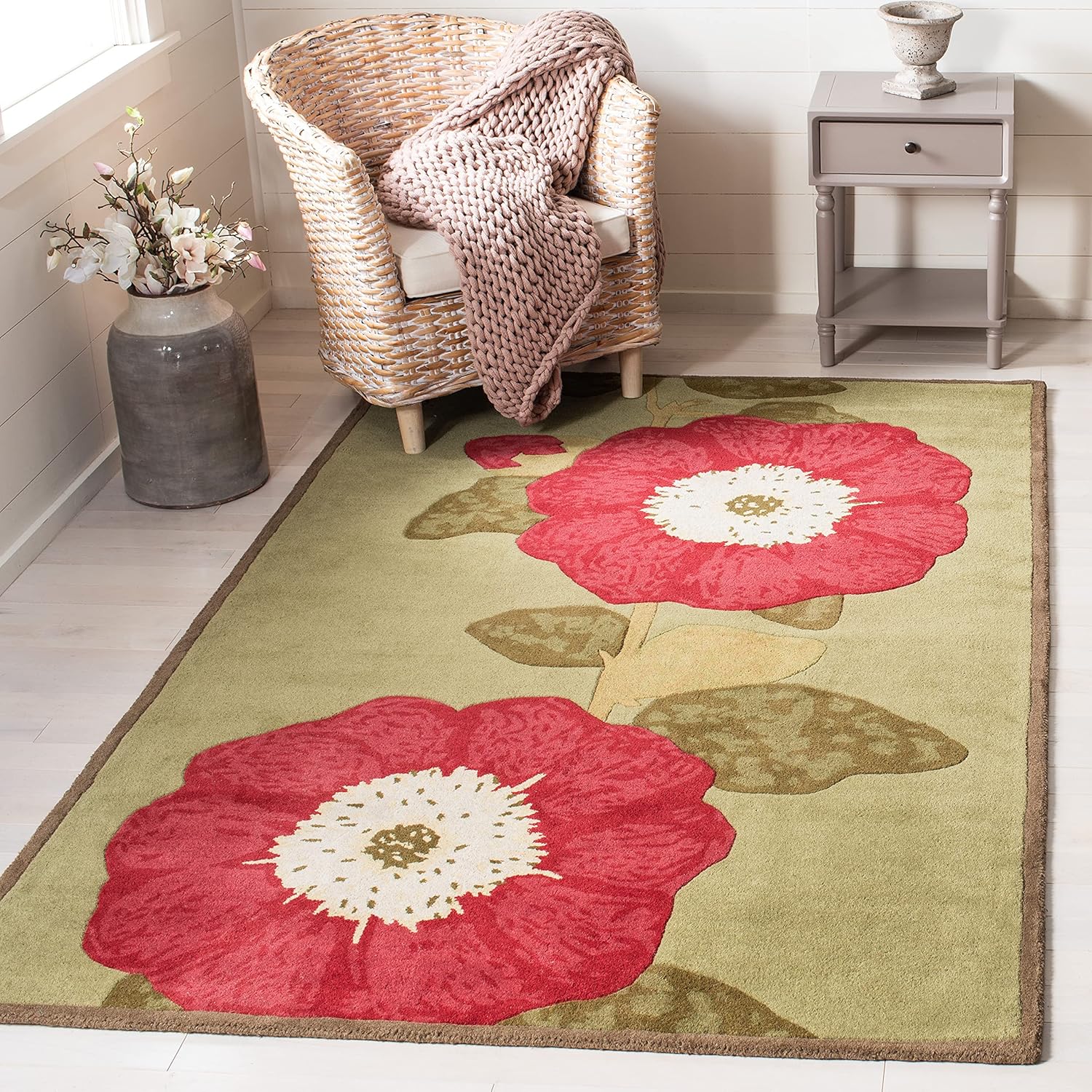 MARTHA STEWART x Safavieh - Alfombra de lana de eneldo de 9 x 12 pies, hecha a...