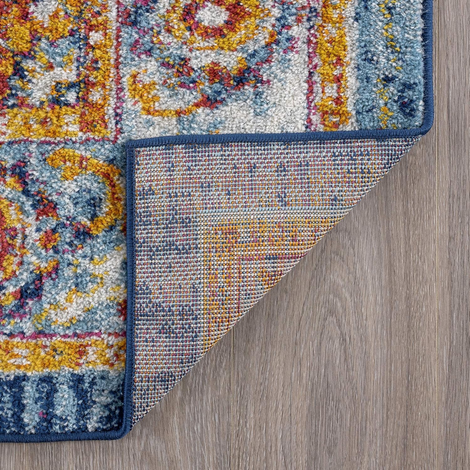 Mila - Alfombra azul de 3 x 5 pies, alfombra de área para sala de estar,...