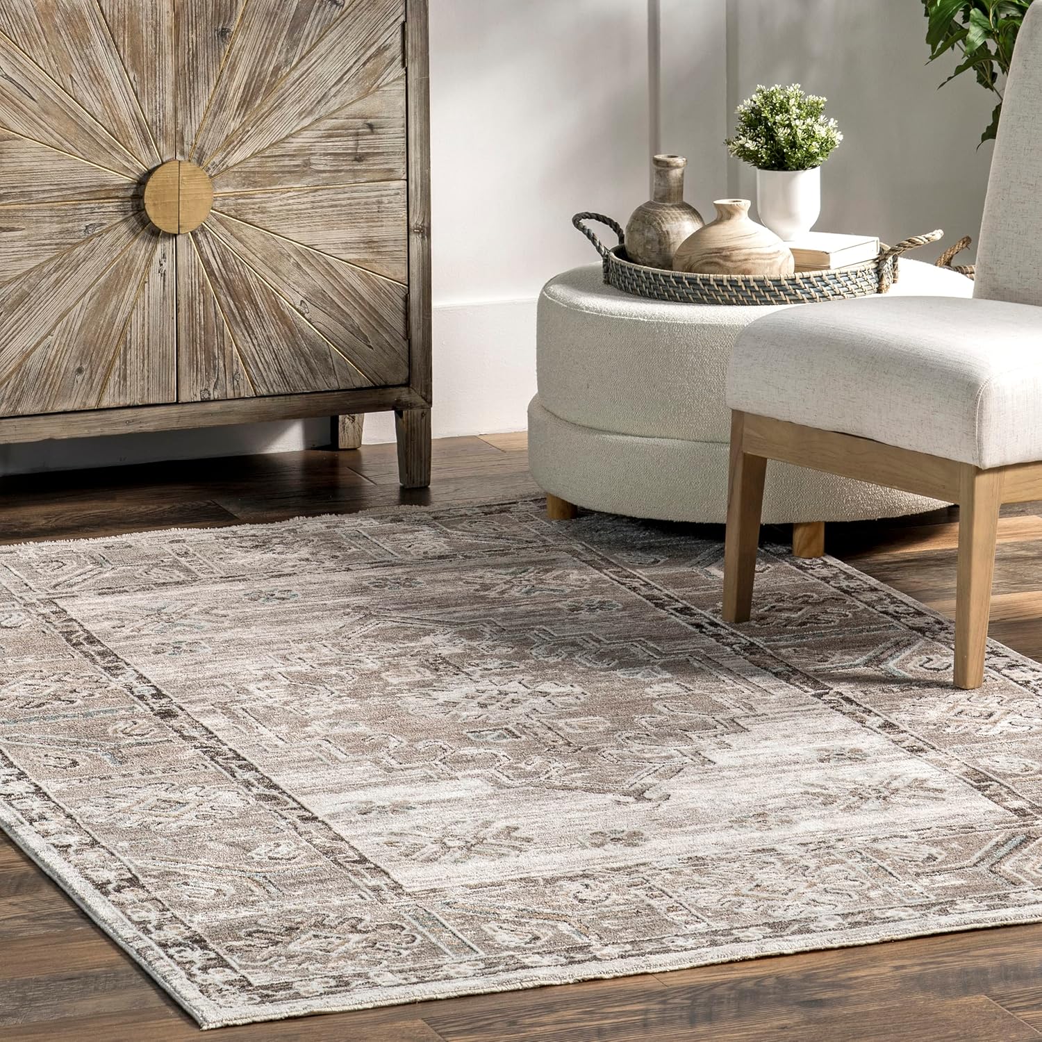 nuLOOM Magdna - Alfombra vintage con flecos de medallón, 2 pies 8 pulgadas x 8...
