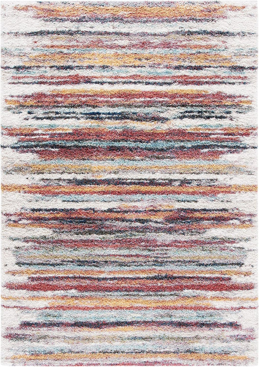 Calista Shag Collection CAL132P Alfombra abstracta de 5 pies 5 pulgadas x 7