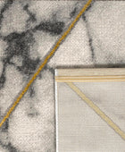 Alfombra de área moderna con patrón de mármol en gris dorado crema para sala de...