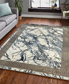 United Rugs HADBA Marble Collection - Alfombra azul de 5 x 7 pies, diseño...