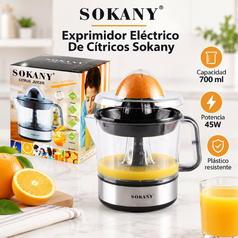 Exprimidor Eletrico De Cítricos Sokany Con Jarra De 700Ml 45W JE-623D